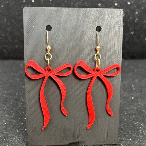 Handmade Jewelry - Red Bow Earrings